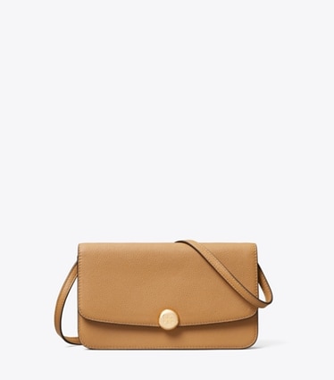 Tory Burch designer crossbody bags Romy Flap Crossbody in Tiramisu front