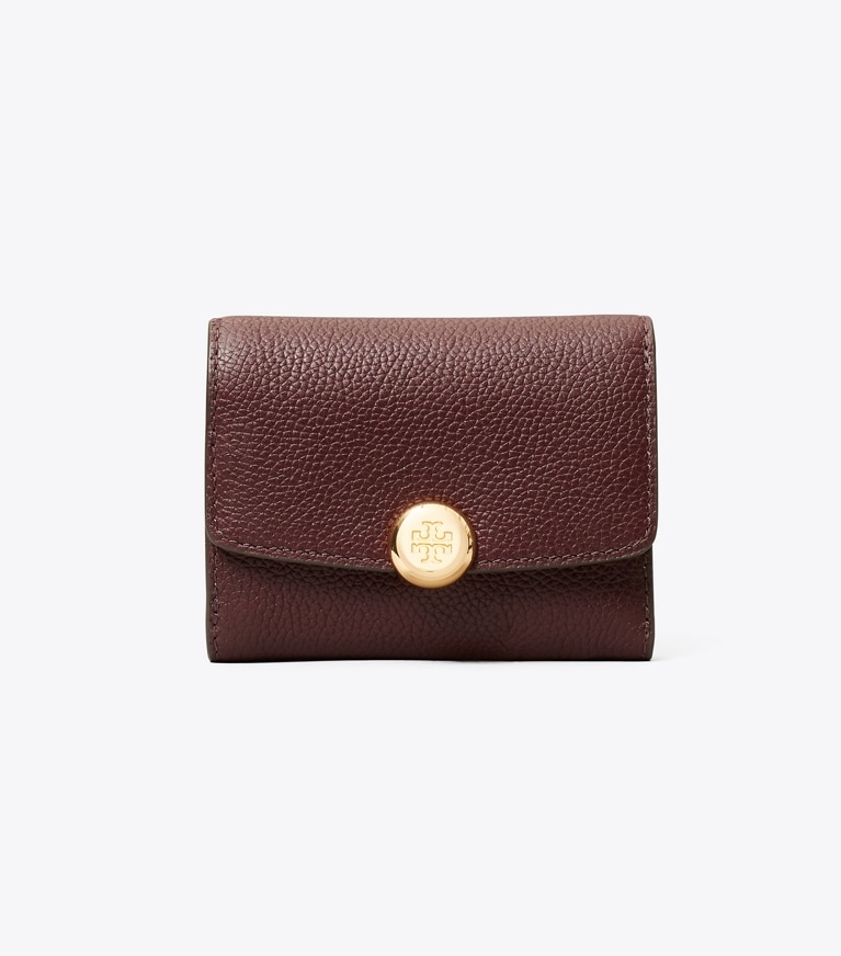 Tory Burch designer wallets Romy Flap Wallet in Dark Carmine front