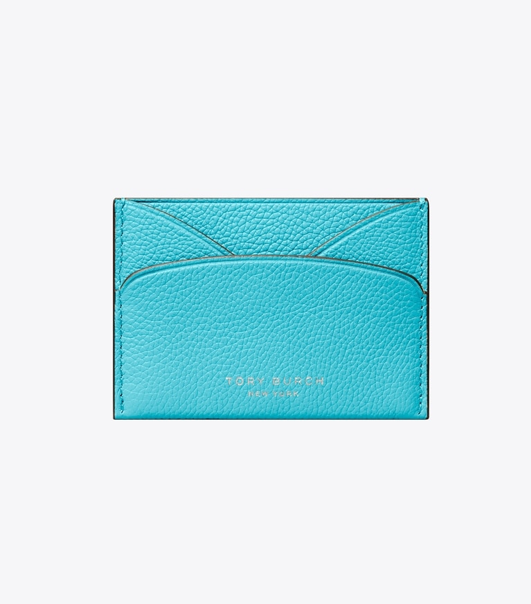 Tory Burch designer card cases Romy Flat Card Case in Soft Turquoise front