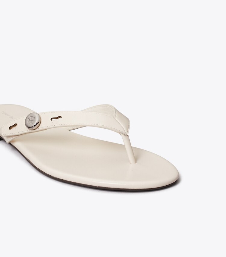 Tory Burch designer sandals Romy Flip-Flop in LIGHT CREAM detail