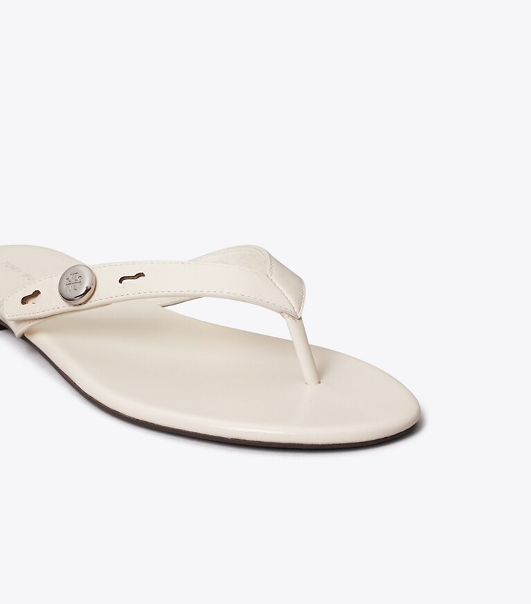 Tory Burch designer sandals Romy Flip-Flop in LIGHT CREAM detail