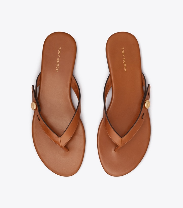 Tory Burch designer sandals Romy Flip-Flop in CLASSIC CUOIO overhead