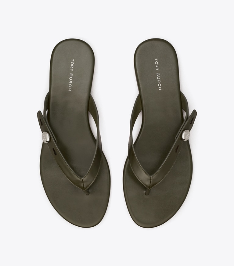 Tory Burch designer sandals Romy Flip-Flop in LECCIO overhead