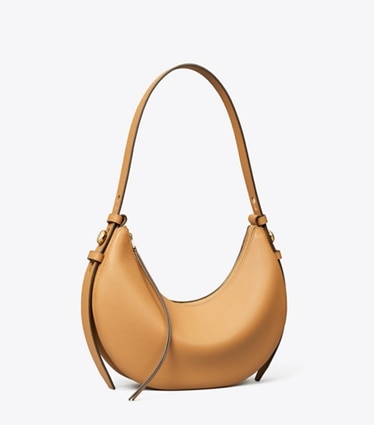 Tory Burch designer shoulder bags Romy Half Moon Bag in Tiramisu angle