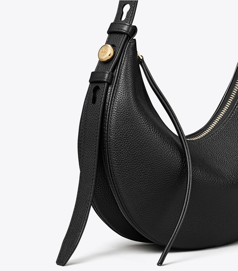 Tory Burch designer schultertaschen Romy Half Moon Tasche in Black detail
