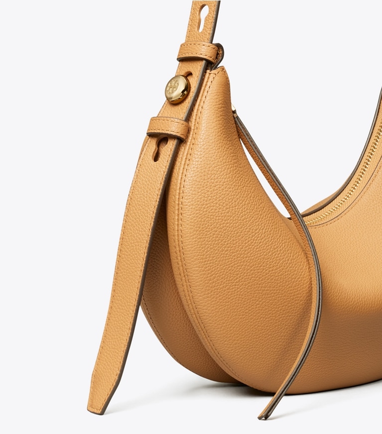 Tory Burch designer schultertaschen Romy Half Moon Tasche in Tiramisu angle