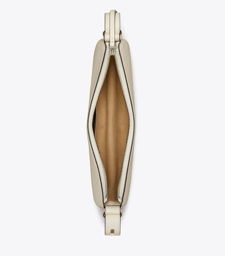 Tory Burch designer schultertaschen Romy Half Moon Tasche in Light Cream von oben