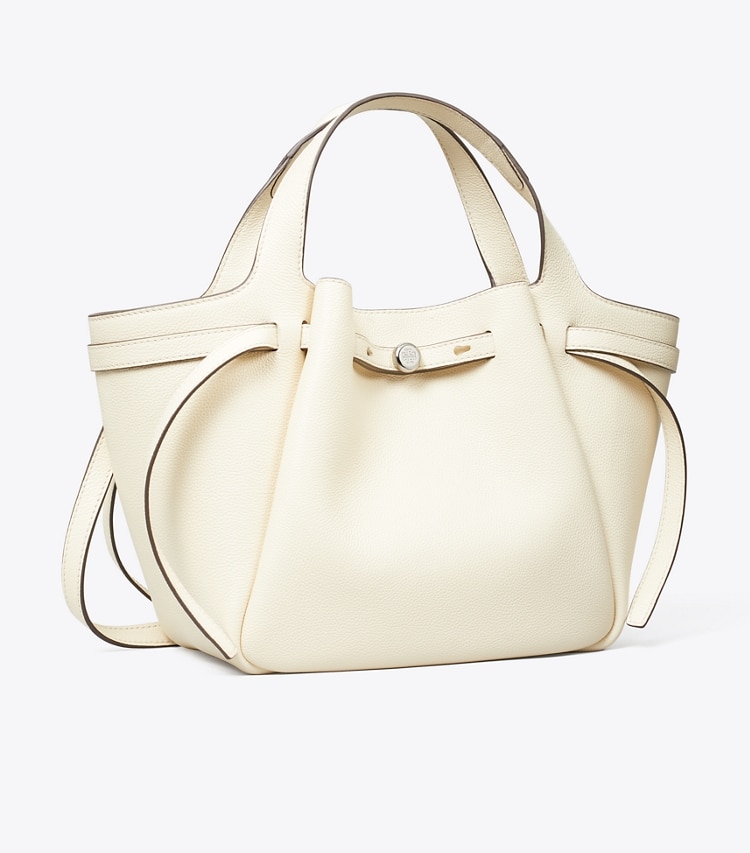 Tory Burch designer tote bags Romy Henkeltasche in Light Cream angle
