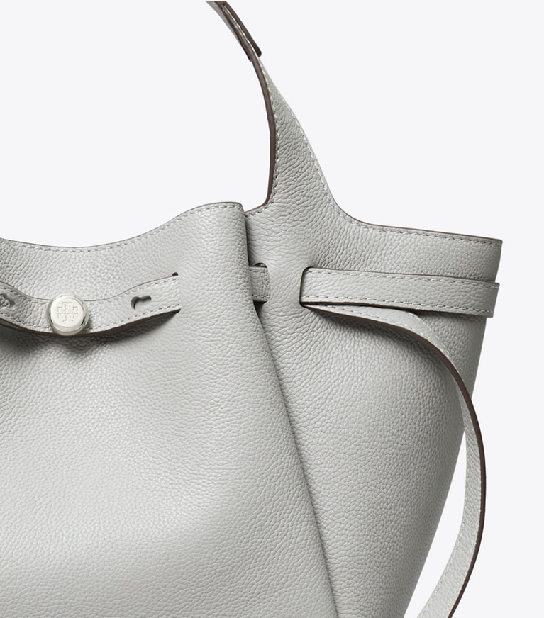 Tory Burch designer tote bags Romy Henkeltasche in Light Granite angle
