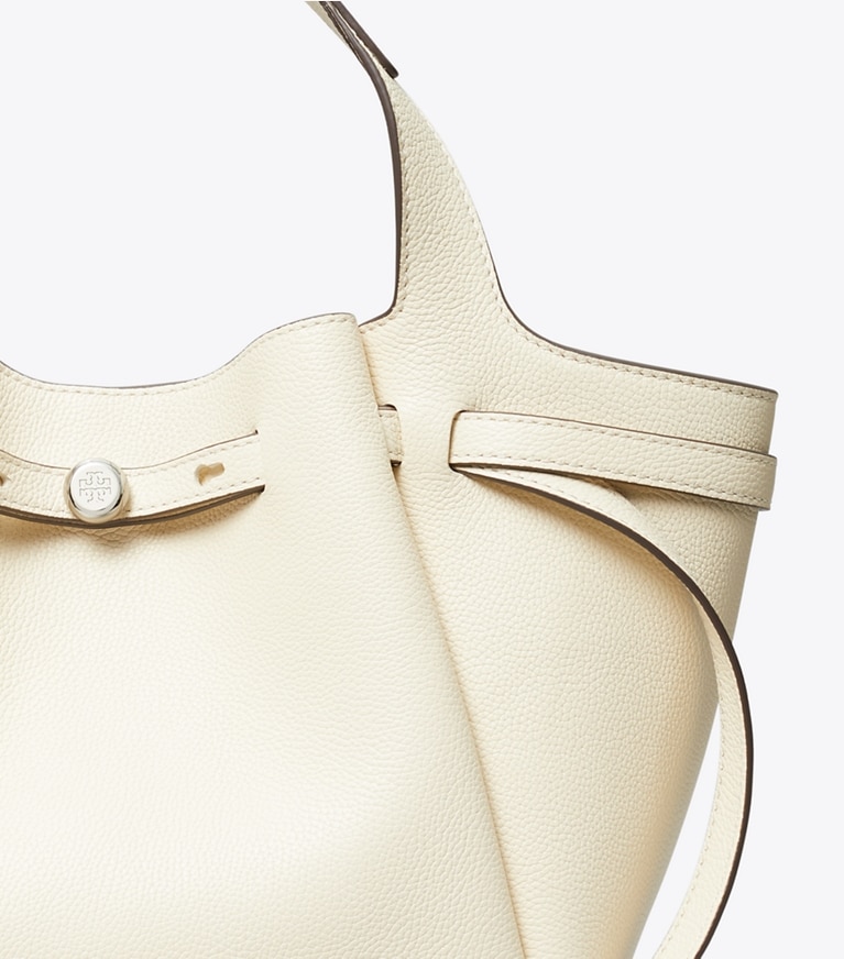 Tory Burch designer tote bags Romy Henkeltasche in Light Cream angle