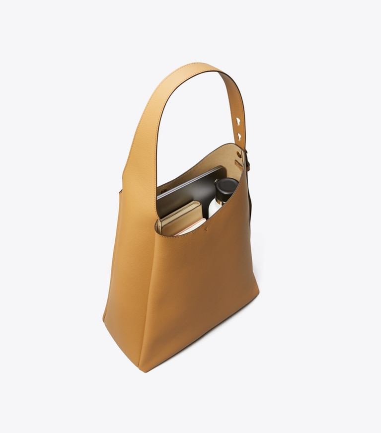 Tory Burch designer hobo bags Romy Hobo Bag in Tiramisu angle
