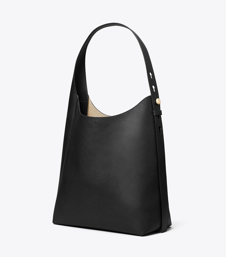 Tory Burch designer hobo bags Romy Hobo Bag in Black angle