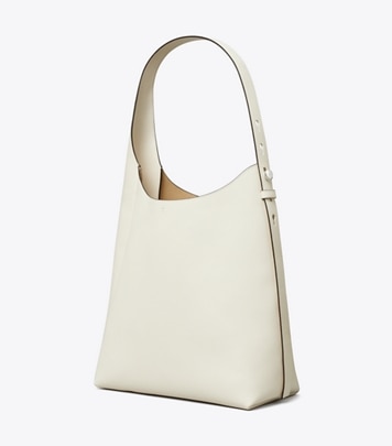 Tory Burch designer hobo bags Romy Hobo Bag in Light Cream angle