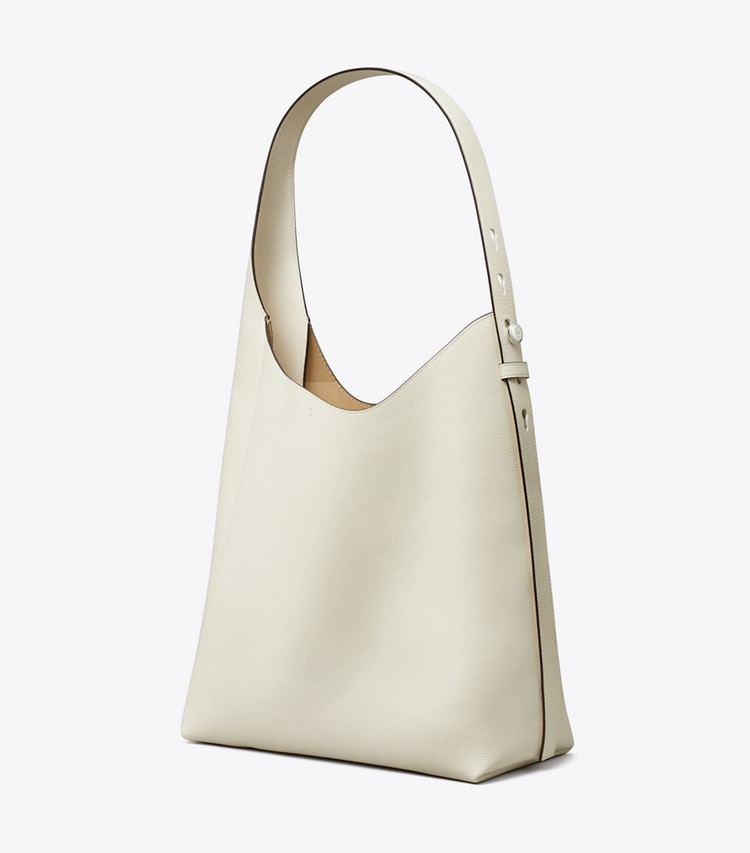 Tory Burch designer hobo bags Romy Hobo Bag in Light Cream angle