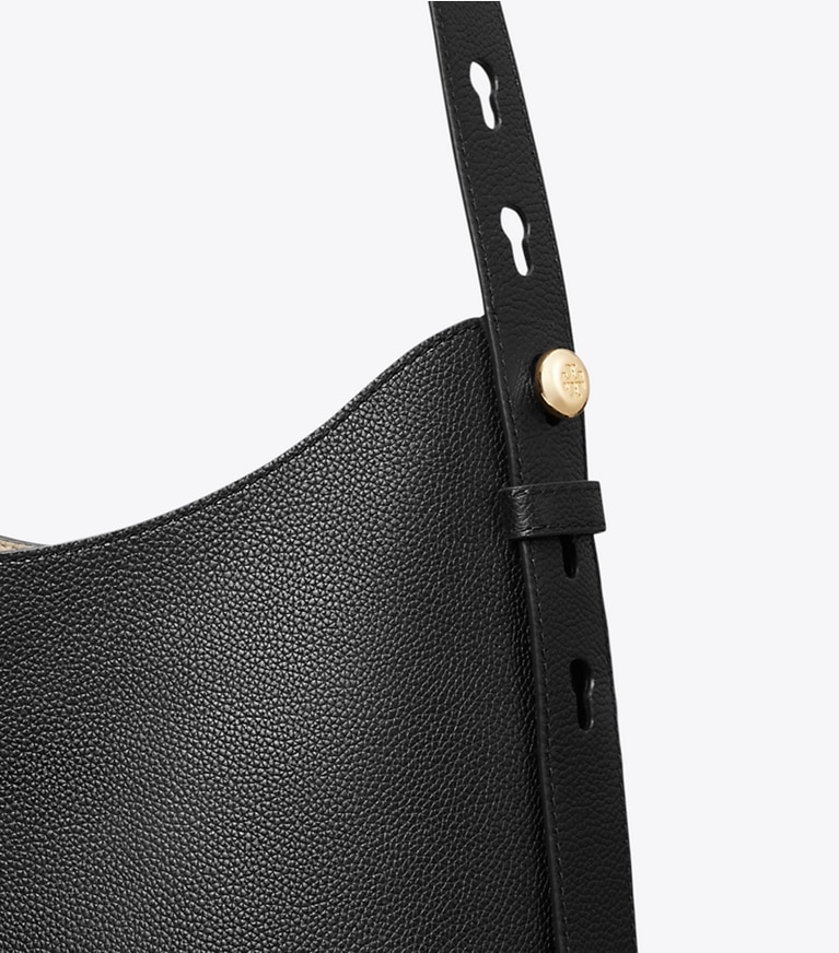 Tory Burch designer hobo bags Romy Hobo Bag in Black angle