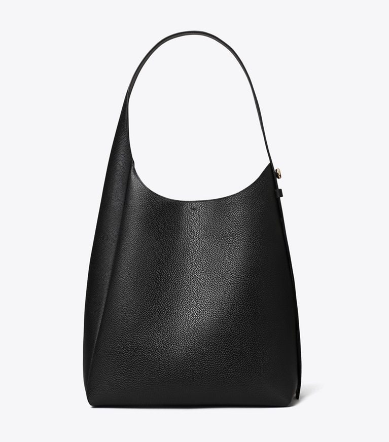 Tory Burch designer hobo bags Romy Hobo Bag in Black angle