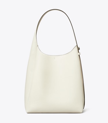 Tory Burch designer hobo bags Romy Hobo Bag in Light Cream front