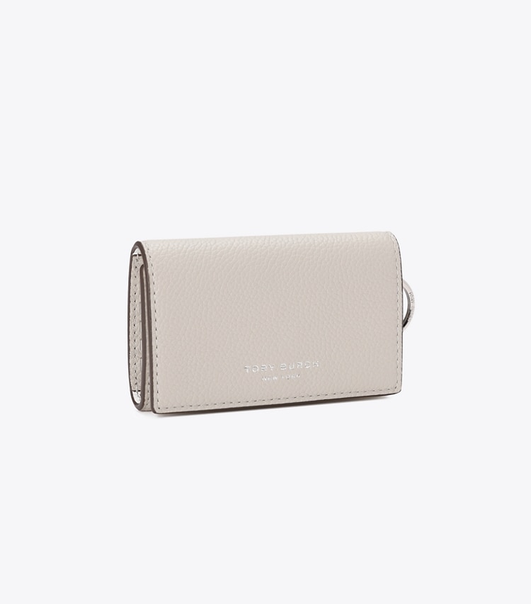 Tory Burch designer カードケース ロミー キーケース in Dove Gray angle