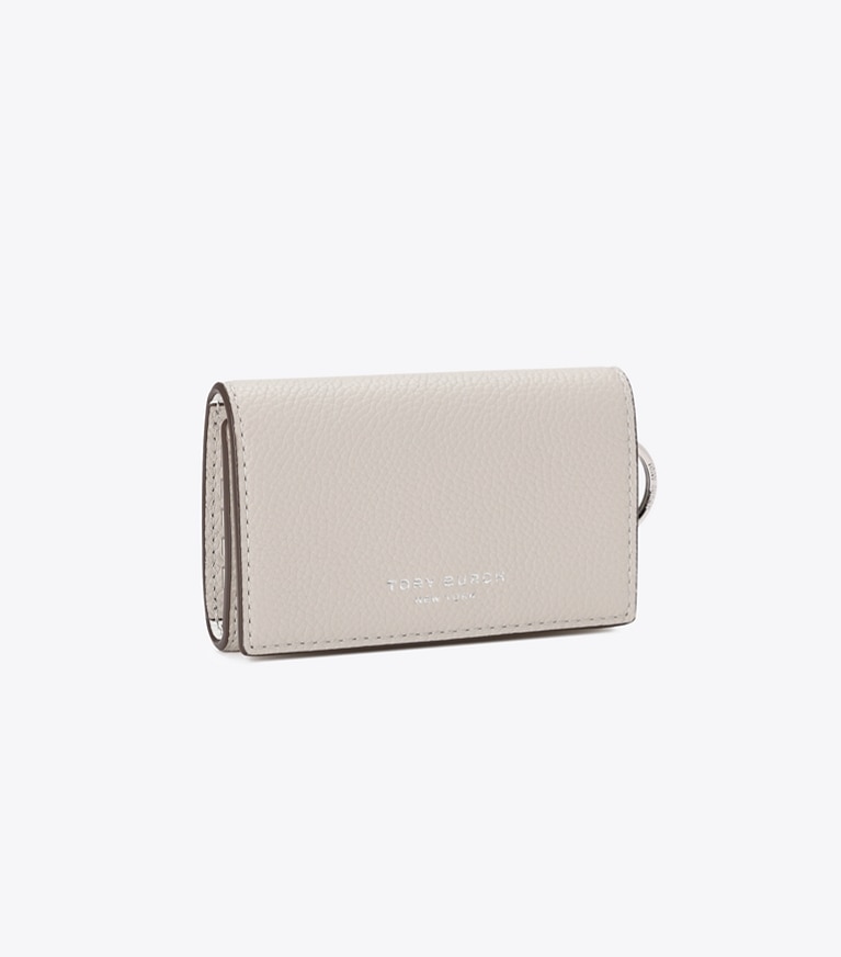Tory Burch designer カードケース ロミー キーケース in Dove Gray angle