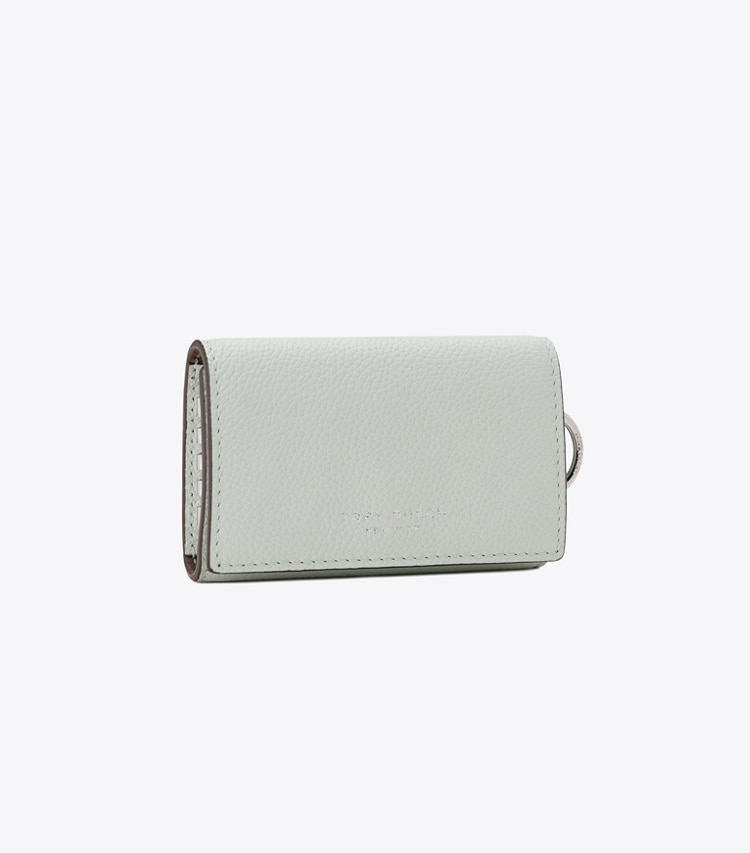 Tory Burch designer カードケース ロミー キーケース in Chill Mint angle