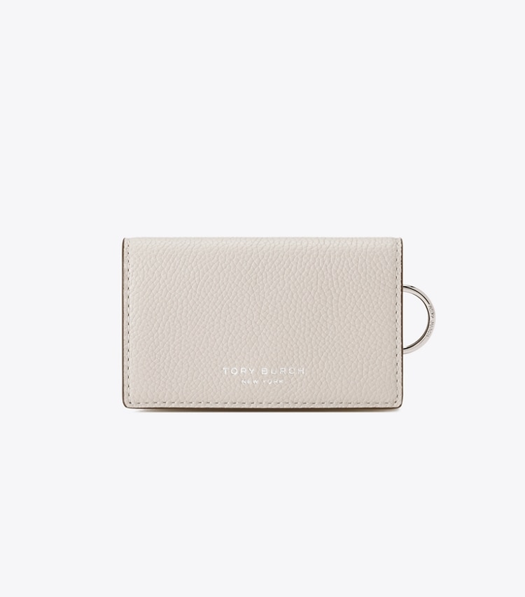 Tory Burch designer カードケース ロミー キーケース in Dove Gray front