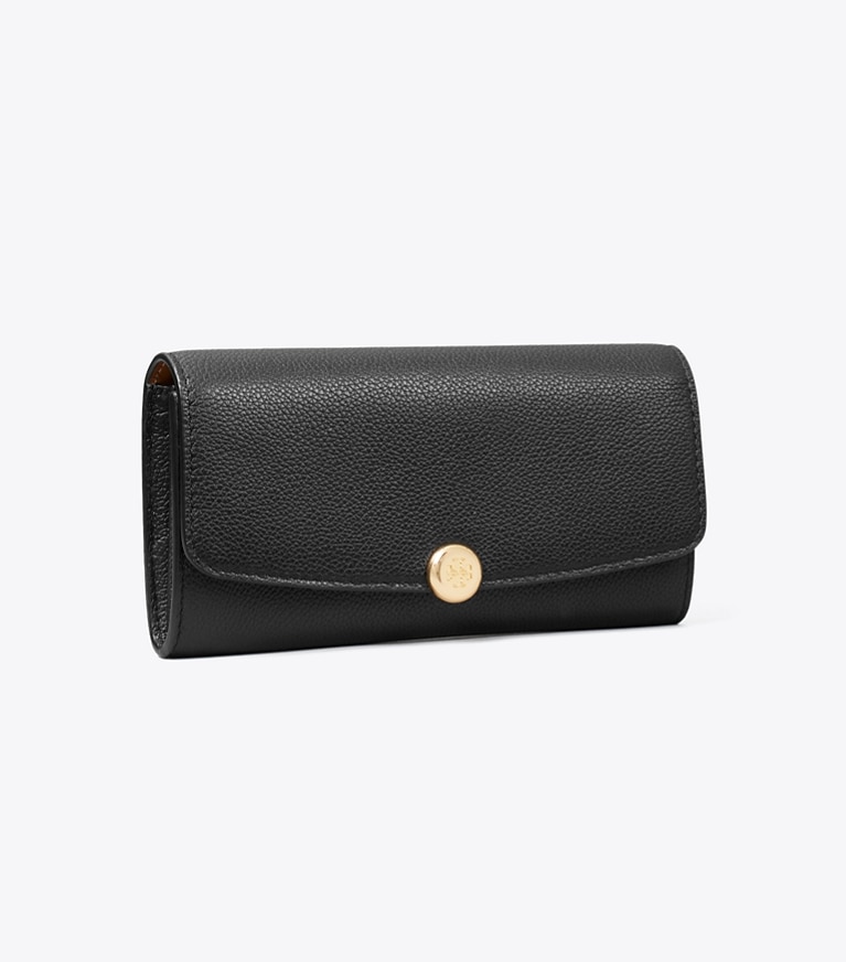 Tory Burch designer wallets Romy Long Flap Wallet in BLACK angle
