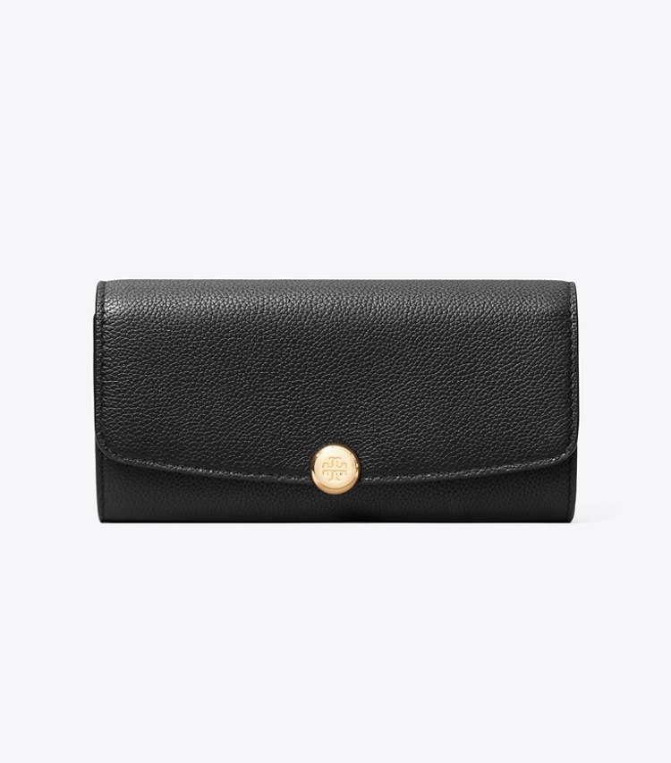 Tory Burch designer wallets Romy Long Flap Wallet in BLACK front