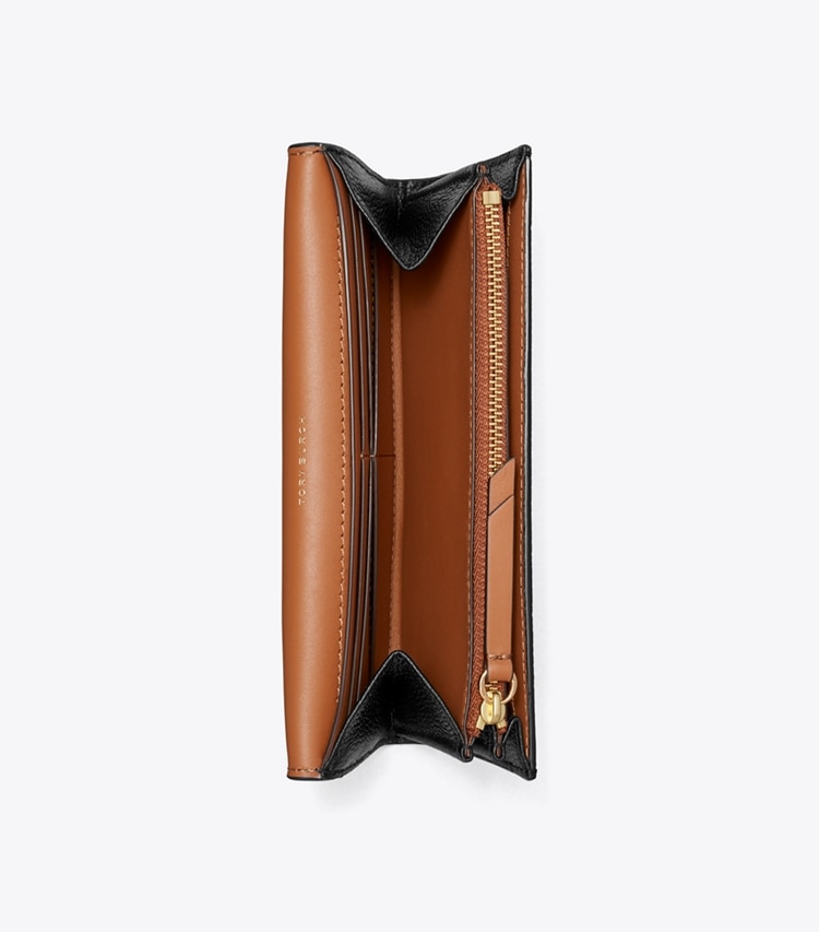 Tory Burch designer wallets Romy Long Flap Wallet in BLACK overhead
