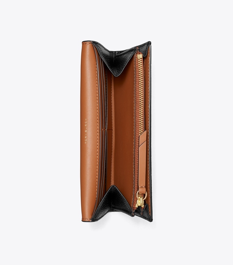 Tory Burch designer wallets Romy Long Flap Wallet in BLACK overhead