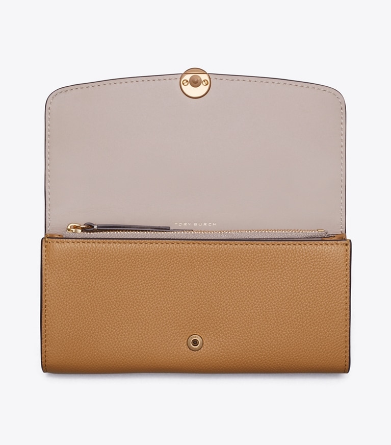 Tory Burch designer wallets Romy Long Flap Wallet in Tiramisu overhead