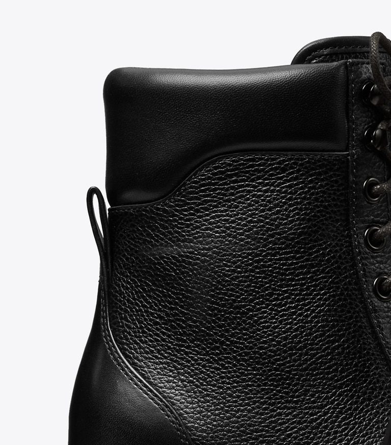 Tory Burch designer ankle boots Romy Lug Heeled Boot in PERFECT BLACK detail