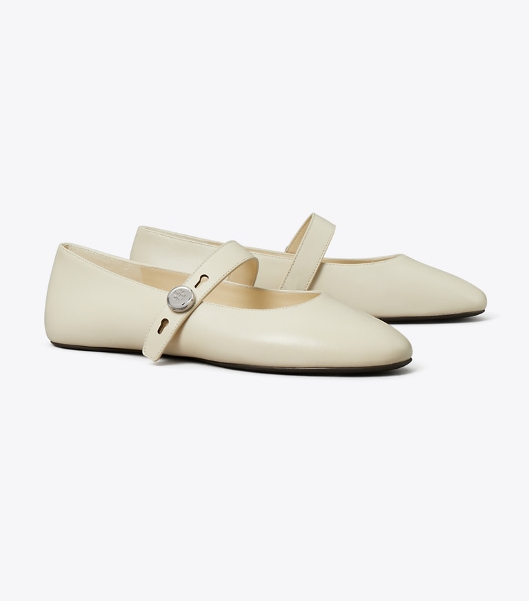 Tory Burch designer flats Romy Mary Jane in LIGHT CREAM angle