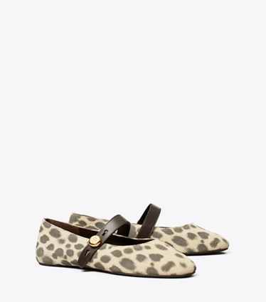 Tory Burch designer flats Romy Mary Jane in CHEETAH SPOTS angle