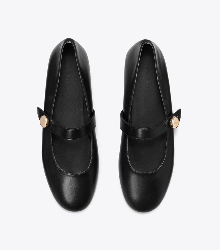 Tory Burch designer flats Romy Mary Jane in PERFECT BLACK angle