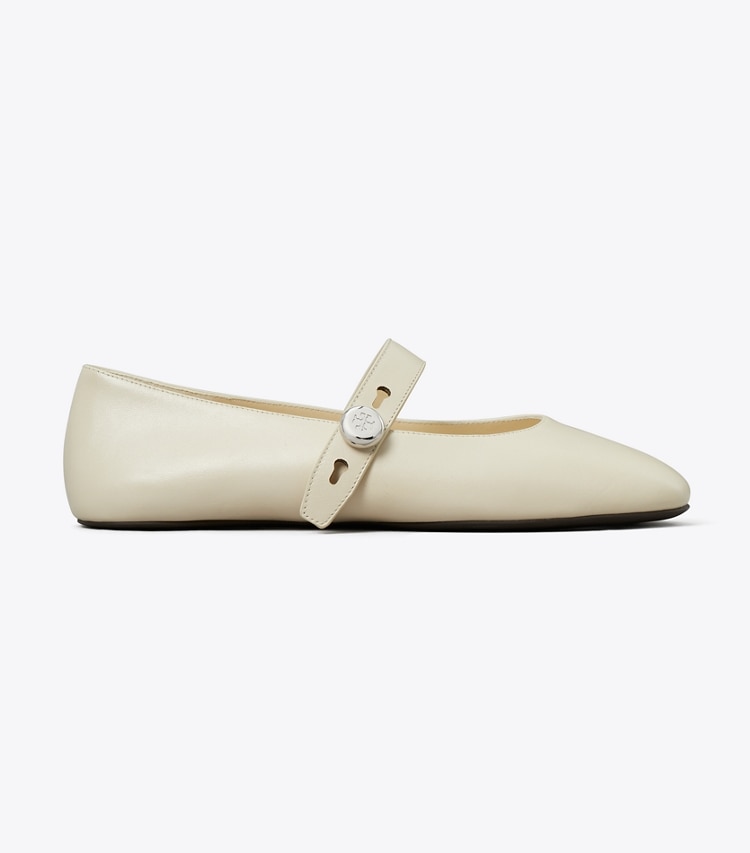 Tory Burch designer flats Romy Mary Jane in LIGHT CREAM side