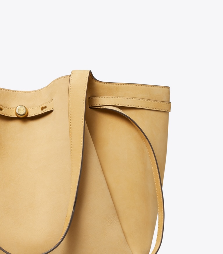 Tory Burch designer tote bags Romy Nubuck Tote in Wheat angle
