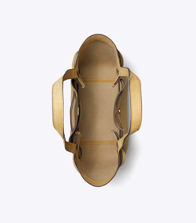 Tory Burch designer tote bags Romy Nubuck Tote in Wheat angle