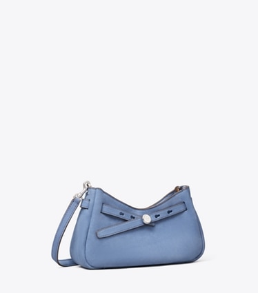 Tory Burch designer crossbody bags Romy Nubuck Zip-Top Crossbody Bag in Soft Blue angle