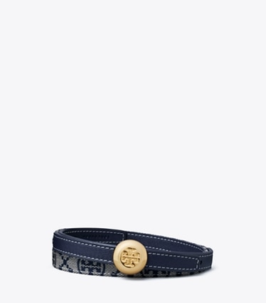 Tory Burch designer belts Romy Reversible Belt in Tory Navy/Gold front