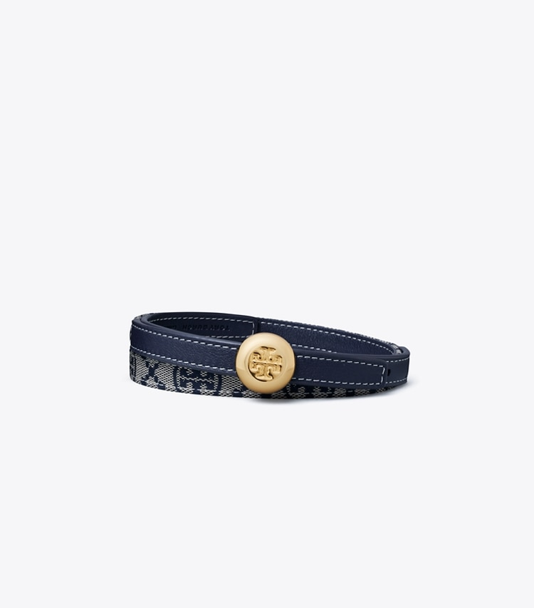 Tory Burch designer belts Romy Reversible Belt in Tory Navy front
