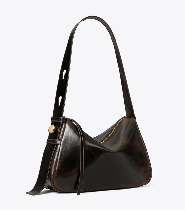 Tory Burch designer schultertaschen Romy Schultertasche im Used-Look in Dark Brown angle