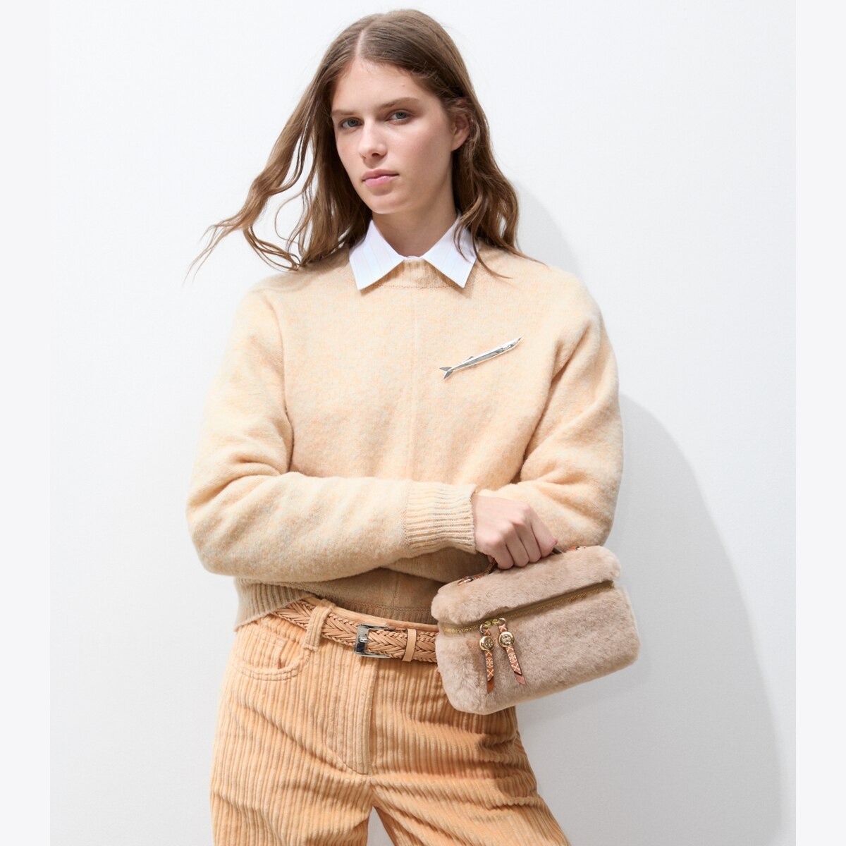 ROMY SHEARLING SLIM TOP HANDLE BAG - thumbnail 3