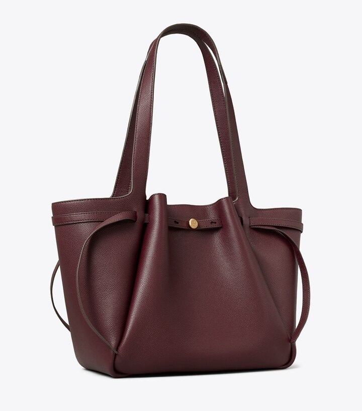 Tory Burch designer borse shopping Romy Shopping in pelle in Dark Carmine angle