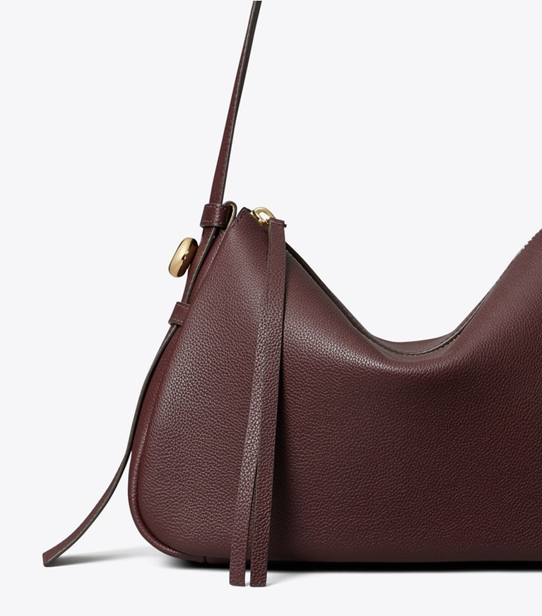 Tory Burch designer shoulder bags Romy Shoulder Bag in Dark Carmine detail