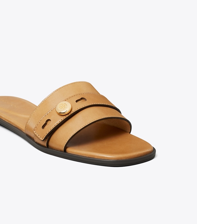 Tory Burch designer sandals Romy Slide in TIRAMISU detail