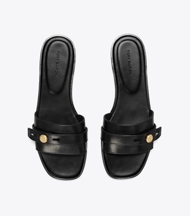 Tory Burch designer sandals Romy Slide in PERFECT BLACK overhead
