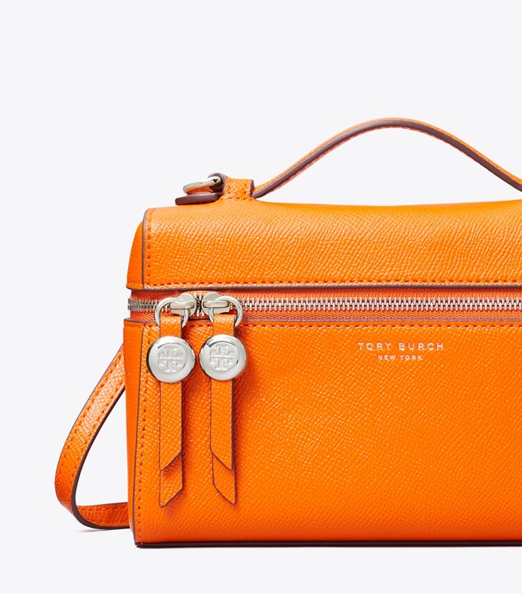 Tory Burch designer mini bags Romy Slim con manico superiore in Orange dettaglio