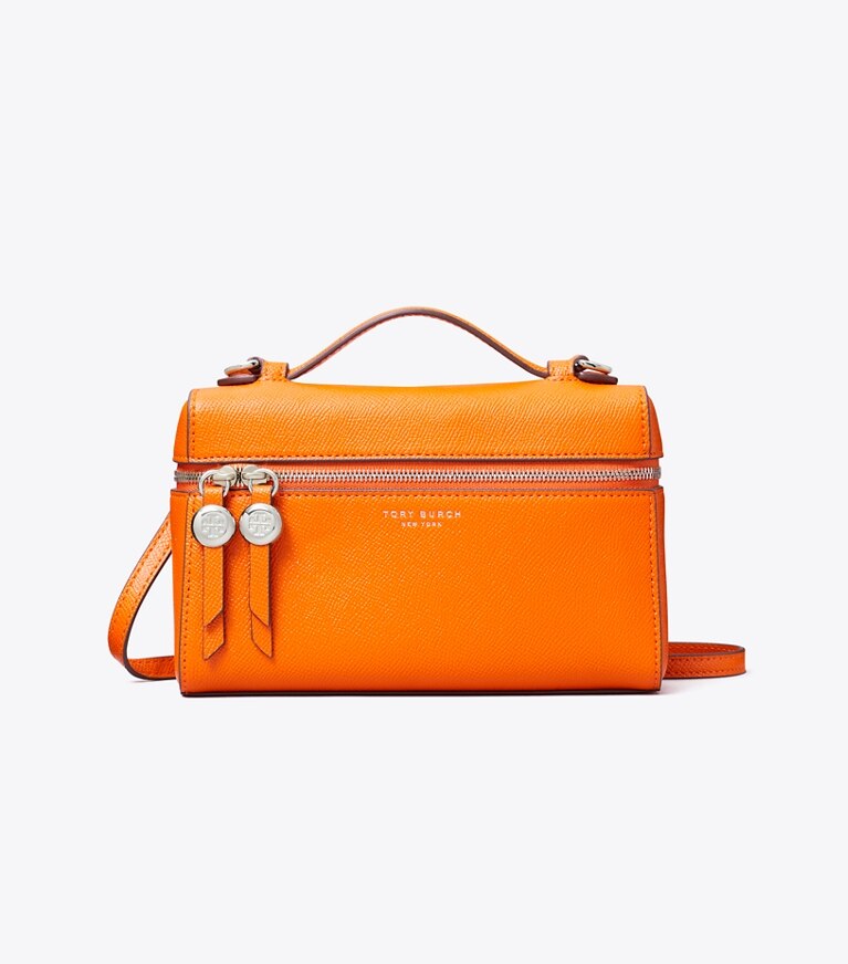 Tory Burch designer mini bags Romy Slim con manico superiore in Orange front