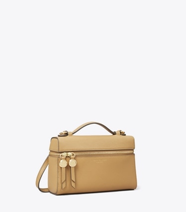 Tory Burch designer mini bags Romy Slim Top Handle Bag in Tiramisu angle