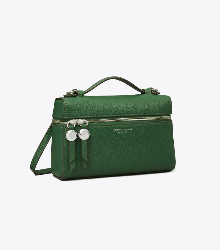 Tory Burch designer mini bags Romy Slim Top-Handle Bag in Dark Kale angle